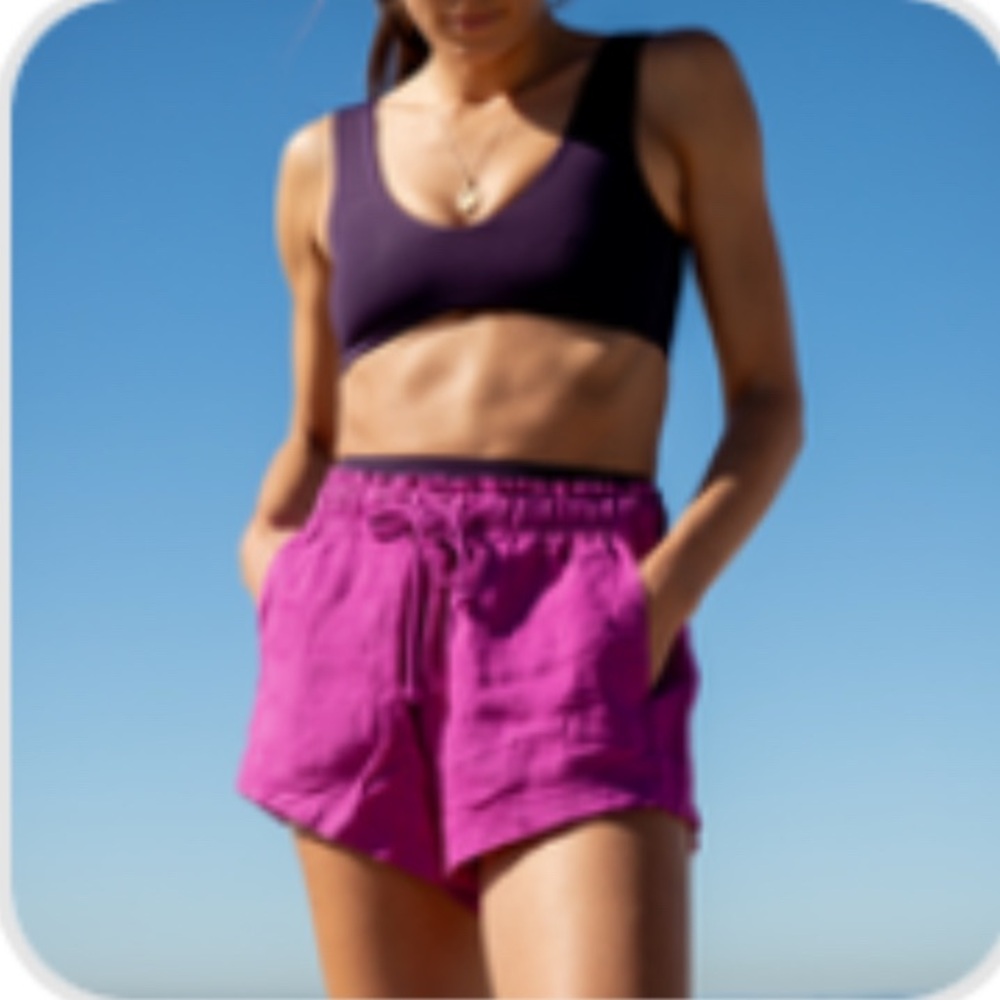 Women's LOF Pink Linen Getaway Beach Shorts